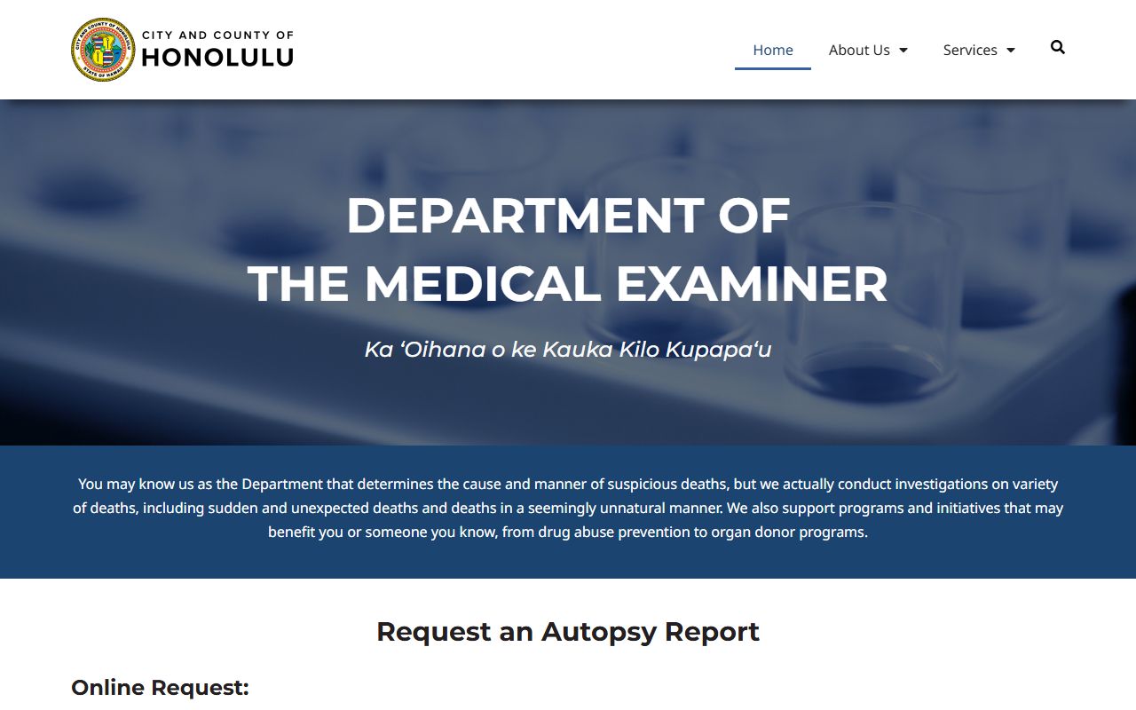 Honolulu Medical Examiner office death investigations