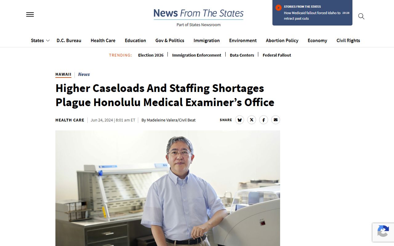 Honolulu Medical Examiner staffing and caseload report