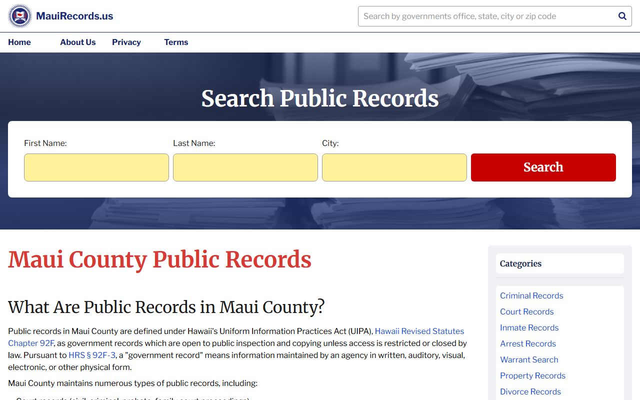 Maui County public records access