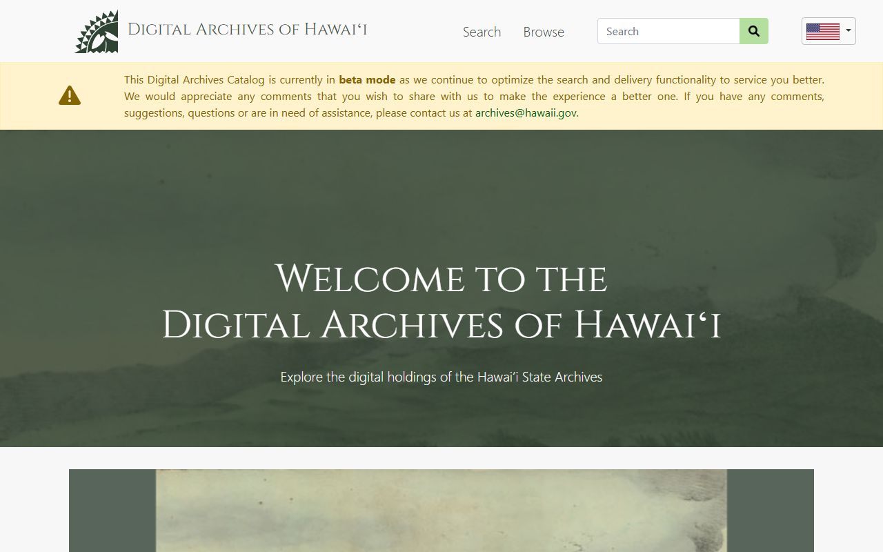 Hawaii State Archives Digital Collections portal